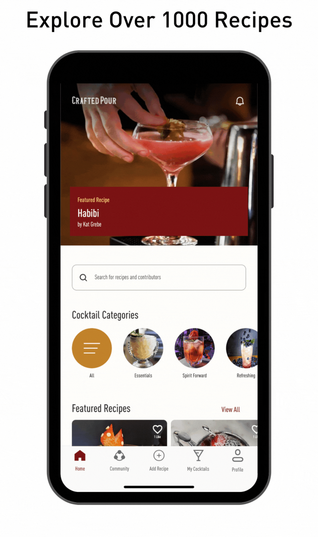 Crafted Pour cocktail app demo